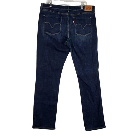 Levis Mid Rise Skinny Jeans Womens Plus 18 Dark Blue Stretchy Classic Boot Jeans - Picture 1 of 9